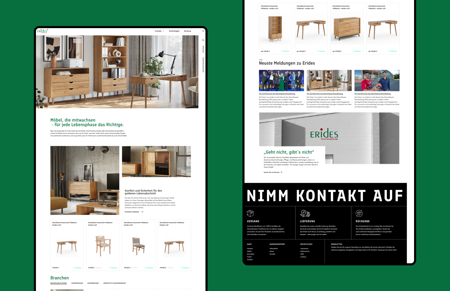 Erides Home – Webprojekt