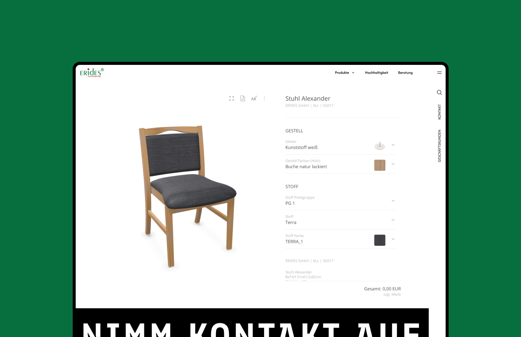 Erides Konfigurator – Webprojekt
