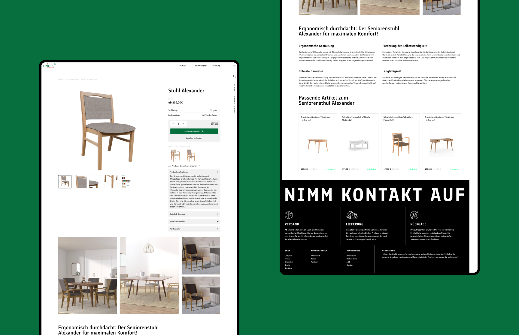 Erides Product – Webprojekt