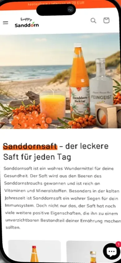 Happysanddorn Shopify-Shop auf dem Smartphone